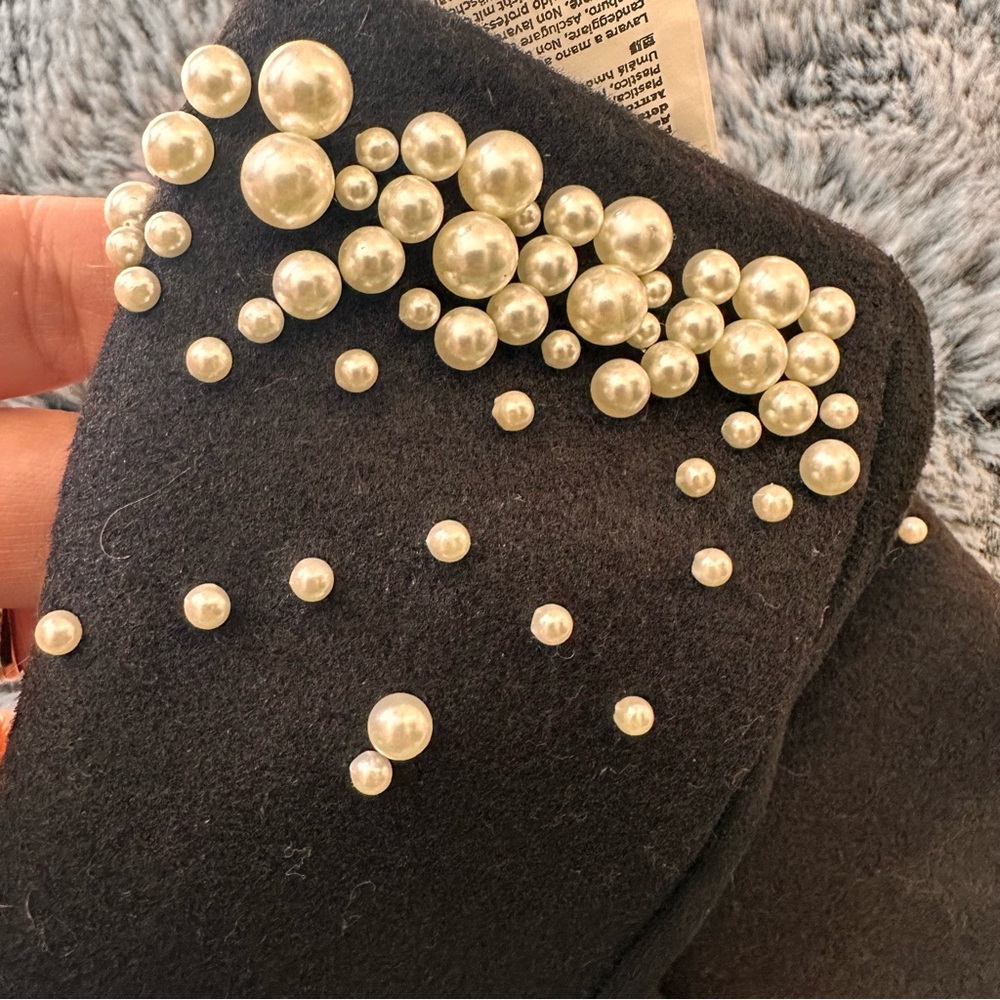 SOLD! Intrend by Max Mara Jersey Gloves with Pearls Size: 7.5 S/M Fall /Winter - Picture 9 of 16